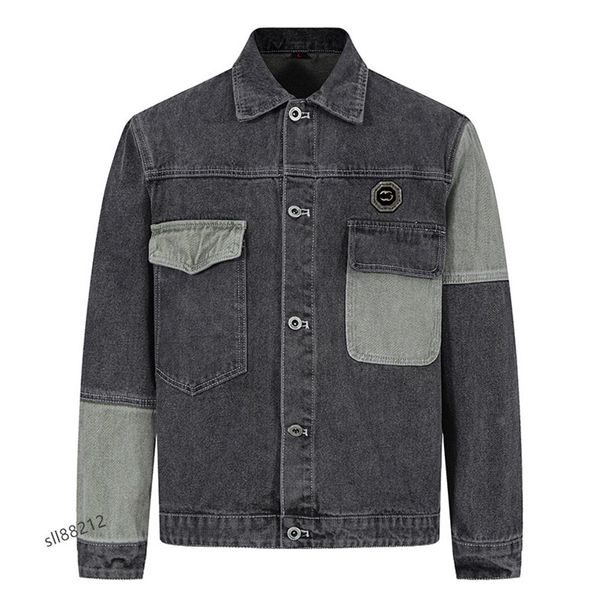 Gucces giacca moda uomo autunno giacca di jeans lettera stampata nodo di bambù camicia monopetto scozzese in cotone casual giacca sottile da coppia a maniche lunghe allentata