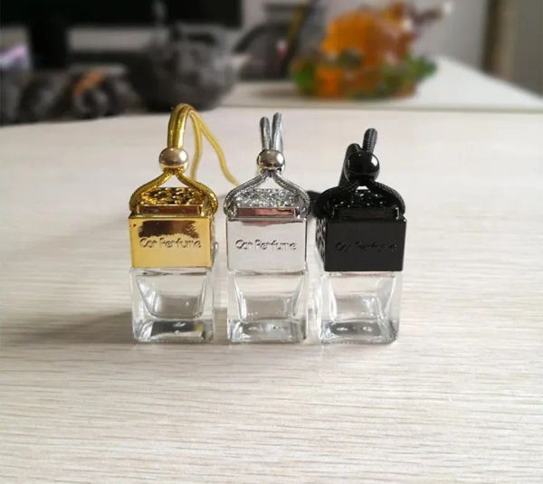 Carro perfume garrafa perfumado difusor de óleo retrovisor ornamento pendurado óleos essenciais difusor cubo oco ambientador fragrância garrafas de vidro vazias pingente 916