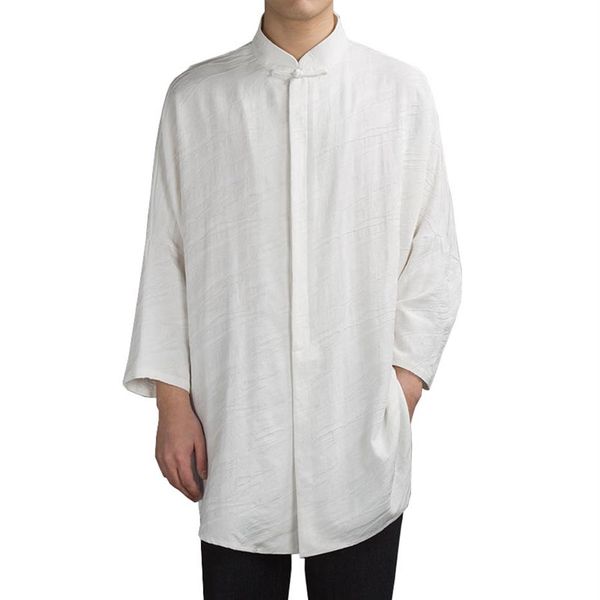 2018 stile cinese lino jacquard da uomo lungo tratto manica lunga fodera camicia casual araba marca di alta qualità dress2497