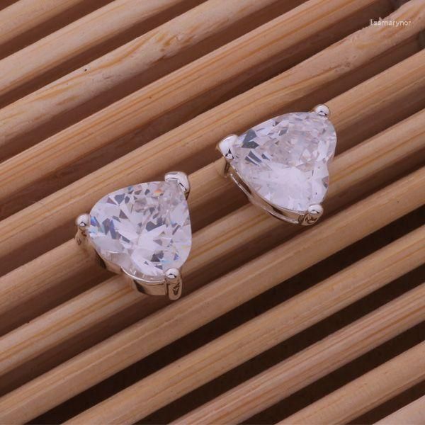 Brincos de pino AE460 joias da moda esterlina em formato de coração pedra/clzaldga awbajnia cor prata