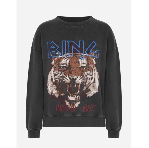 Designer Hoodie Novo Outono Inverno 23ss A bing Mulheres Tiger Head Tinta Branca Impressão Digital Lavado Moletom Desbotado com Efeito de Floco de Neve e Detalhes Angustiados