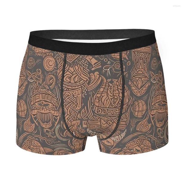 Cuecas Viking Mitologia Boho Estilo Padrão Arte Breathbale Calcinha Homem Cueca Sexy Shorts Boxer Briefs