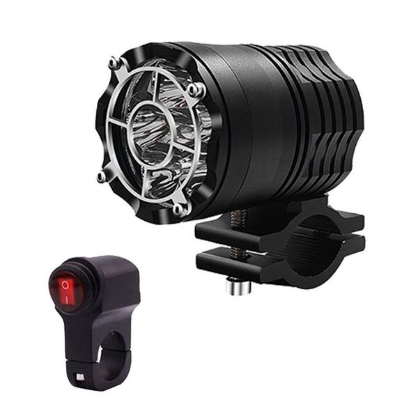 Motocicleta Iluminação Moto Alto Brilhante Led Farol Interruptor Spotlight 45W 6500K Branco Condução Luzes de Trabalho Spot Moto Scooters F Dhpcd