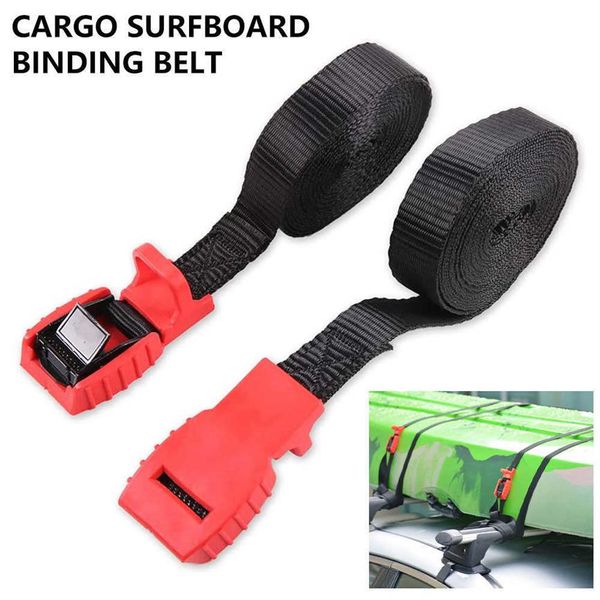 Cinghie per portapacchi per auto da 2 pezzi Cinghie per legare cinghie di carico resistenti con fibbia di bloccaggio a camma imbottita regolabile per tavole da surf Canoe345n
