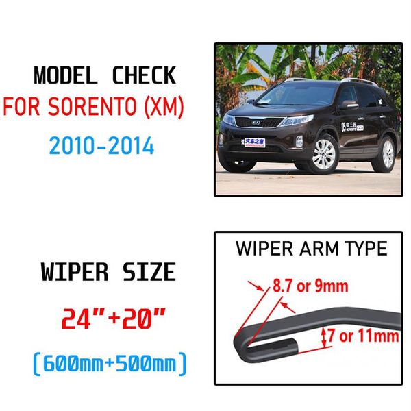 Para kia sorento xm 2010 2011 2012 2013 2014 r acessórios dianteiro do carro pára-brisas lâmina de limpador escovas cortador u j hook301i