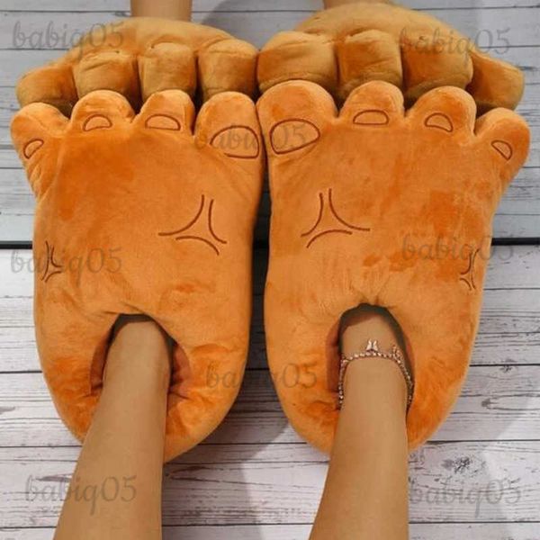 Pantofole 2023 nuove donne divertenti pantofole giganti piedi grandi Ya scarpe di cotone cartone animato casa pelliccia signore calde scarpe di peluche soffici ragazze cursori babiq05