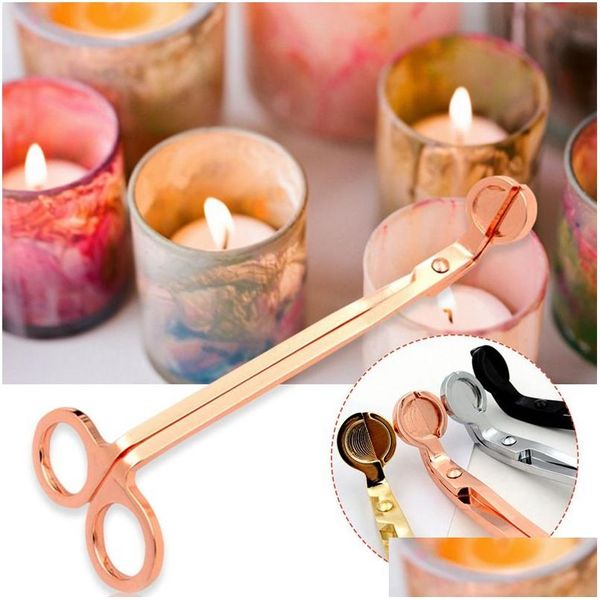 Tesoura Vela 6 Cores Aço Inoxidável Snuffer Wick Trimmer Rose Gold Cutter Oil Lamp Trim Scissor Q417 Drop Delivery Home Garden para Dhgpw