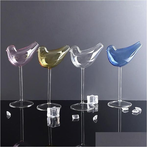 Copos de vinho 1 pc pássaro vidro transparente em forma de pássaro cocktail chumbo-alta prateleira copo bar drinkware drop entrega casa jardim cozinha din dh7us