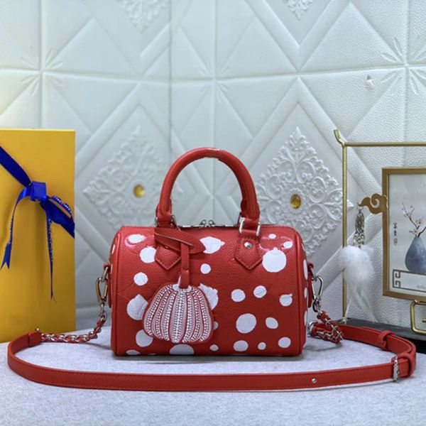 2023ss X YK Borsa a tracolla Borse firmate SPEEDY 20 Mini borse pochette in vera pelle Yayoi Kusama Borsa a tracolla Borsa a tracolla da donna di marca