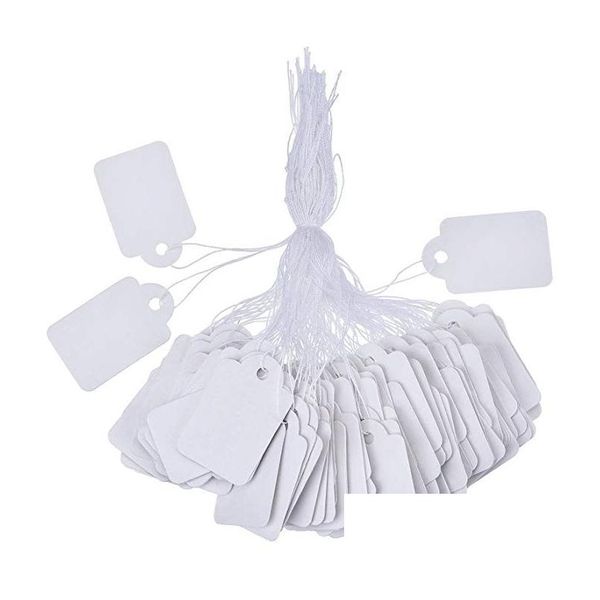 Artes e artesanato Sf 100 Pçs / lote em branco branco preço etiquetas de papel marcação jóias roupas etiquetas produtos exibição com corda pendurada gota d dhpx3