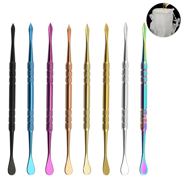 120mm Titanium Tool Dab Acessórios para fumantes de ervas Deca Vaporizador PP Bolsa de removedor de cera Dabber colorida Limpeza de ouro/prata/arco -íris/azul/rosa ouro/cor vermelha fY3679 0504