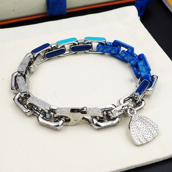 Mulheres de luxo jóias azul pontilhada prata pulseira retângulo metal bambu link oco out design moda simplicidade designer lindo senhora pulseira