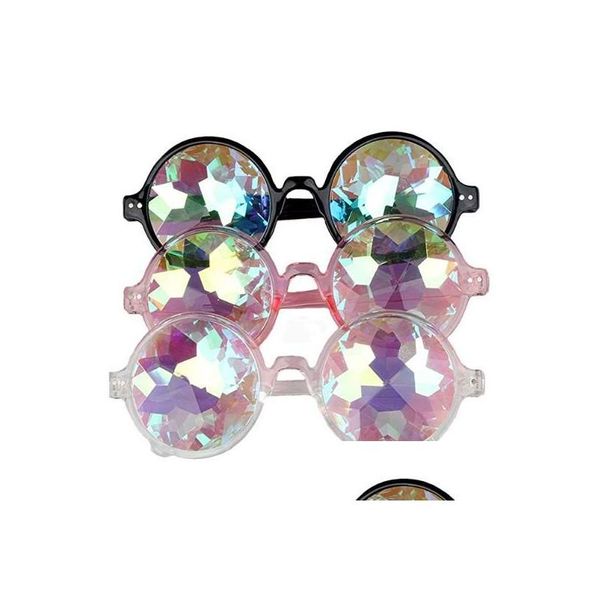 Outros suprimentos de festa de evento Disco Caleidoscópio Óculos Arco-íris Lentes de Cristal Prisma Difração Vidro Eye Wear Feriado Dança Punk G Dhwvp