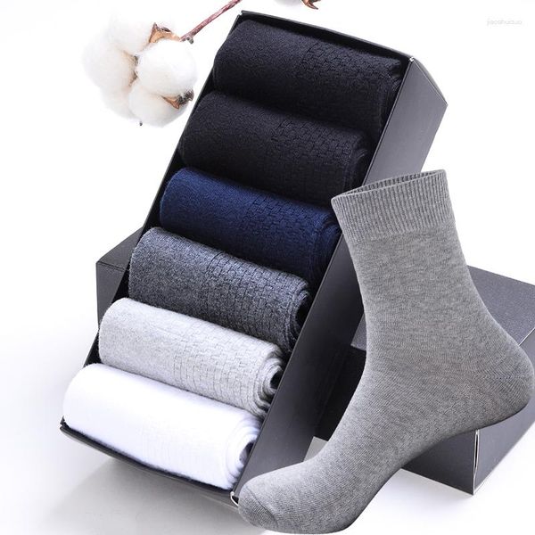 Herrensocken 5paiHSS Hohe Qualität Casual Business Sommer Winter Baumwolle Schnelltrocknend Schwarz Weiß Lange Socke Plus Größe US7-14