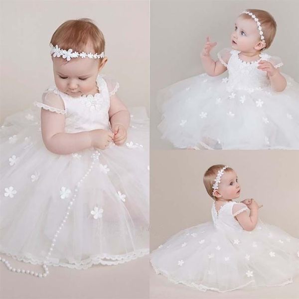 Abito da battesimo in pizzo bianco per bambina primo compleanno o vestito per bambini abito da matrimonio battesimo battesimo abito applique da bambina198g