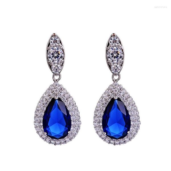 Orecchini con perno HUAMI 2023 Goccioline d'acqua Moda Lucido Grande Zircone Donna Elegante Gioielli con fascino Boucle Oreille Femme