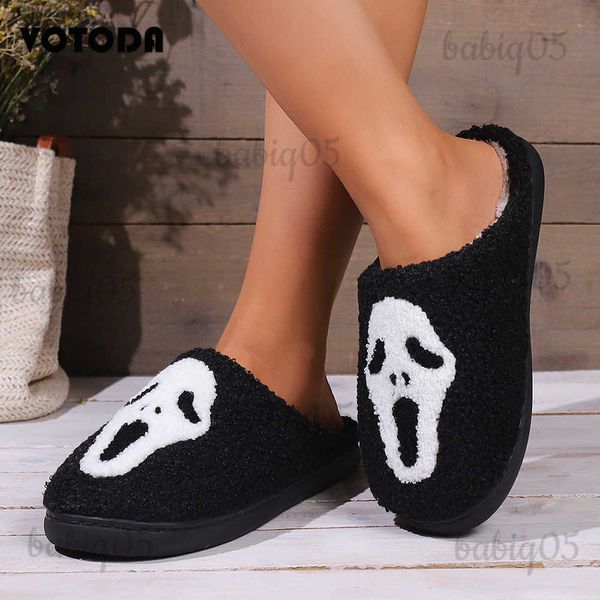 Pantofole Pantofole scheletro di Halloween Pantofole da donna Pantofole invernali Peluche Fantasma Scivoli da uomo Infradito morbide e calde Scarpe unisex di Halloween babiq05