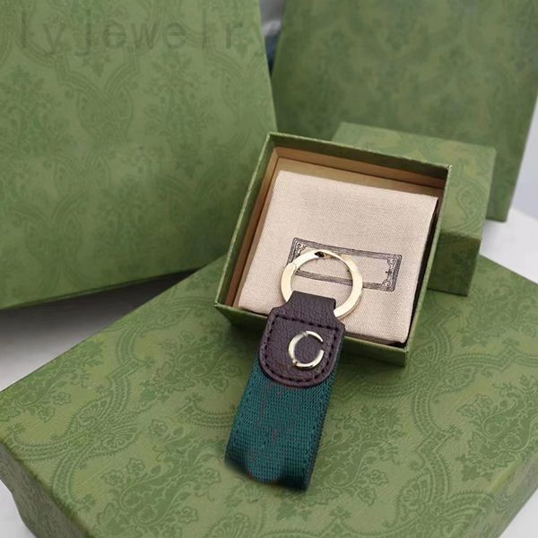 Chaveiro verde clássico mini cordão de luxo designer chaveiro liga de zinco carta unissex l pequena carteira pingente requintado homens chaveiros couro webbing pj055