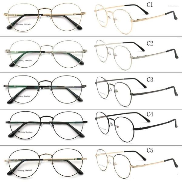 Montature per occhiali da sole YOUTOP Occhiali da vista da donna per uomo e donna in metallo con memoria flessibile, rotondi classici, con bordo completo 546