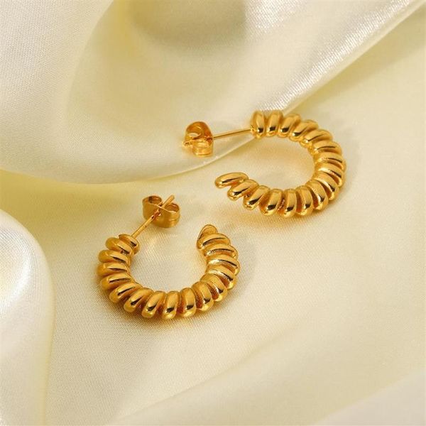 Hoop Huggie Edelstahl C Typ Gold Creolen Für Frauen Piercing Aretes Pendientes Ohrring Ohrringe Schmuck Brincos B304e