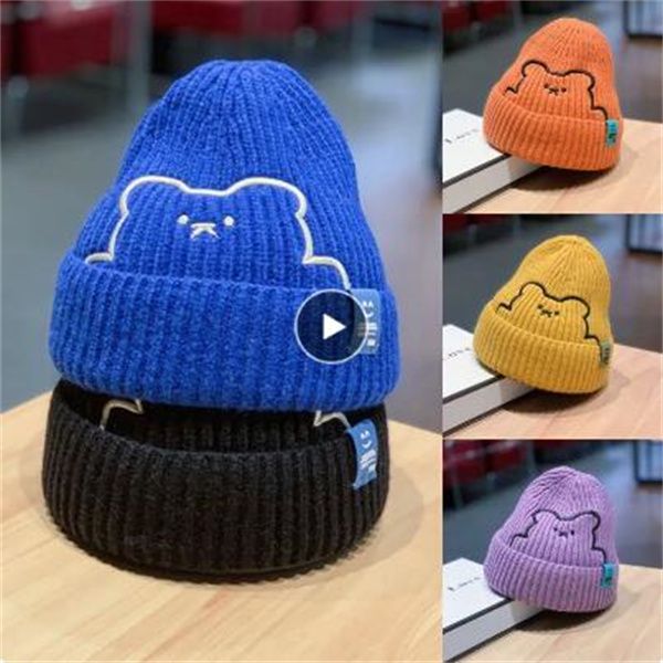 Crianças chapéus 2023 meninos meninas chapéu inverno bebê tricô bonito urso padrão bonés moda manter quente gorro acessórios do miúdo 0-6years gc2308