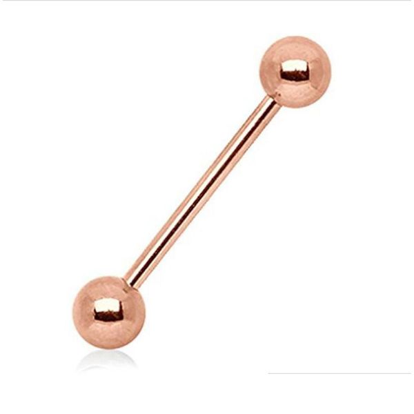 Anelli per lingua 50 pezzi gioielli-acciaio chirurgico campanelli in oro rosa 14G1.6Mmx14.16Mm capezzolo orecchio bar gioielli penetranti per il corpo goccia Del Dhgarden Dhcoh