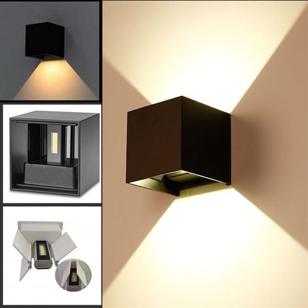 Lâmpada de parede LED à prova d'água 7W 12W para cima e para baixo Luz de parede externa IP65 Iluminação em cubo montada em superfície para decoração de construção 85-265VA277P