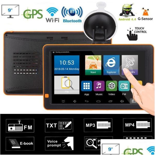 Acessórios GPS para carro 9 polegadas Navegador móvel Android Veículo Caminhão Sat Nav Navegação Ram 512M Wifi Bluetooth Fm Av em Mp4 com 8G Dhi5W