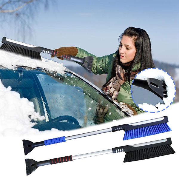 Spazzola per neve per auto, raschietto per ghiaccio, parabrezza, vetro, con 2 in 1, strumento di pulizia estensibile per rimozione, scopa, lavaggio 184N