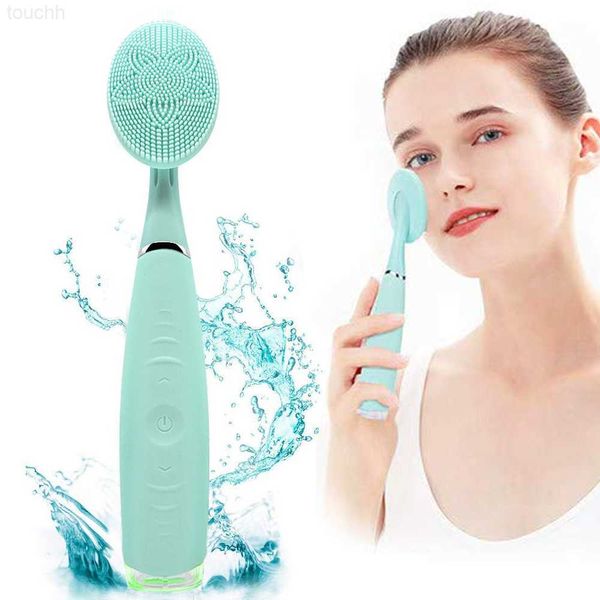 Scrubber elettrico per il viso Spazzola elettrica per la pulizia del viso in silicone con 5 velocità regolabili Vibrante per la pulizia profonda dei pori Massaggio esfoliante delicato L230920