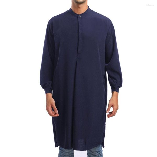 Roupas étnicas Thobe Jubba Homens Abaya Dubai Camisas Islâmicas Top Manga Longa Robe Arábia Árabe Saudita Homme Kaftan Arabe Vestido Muçulmano