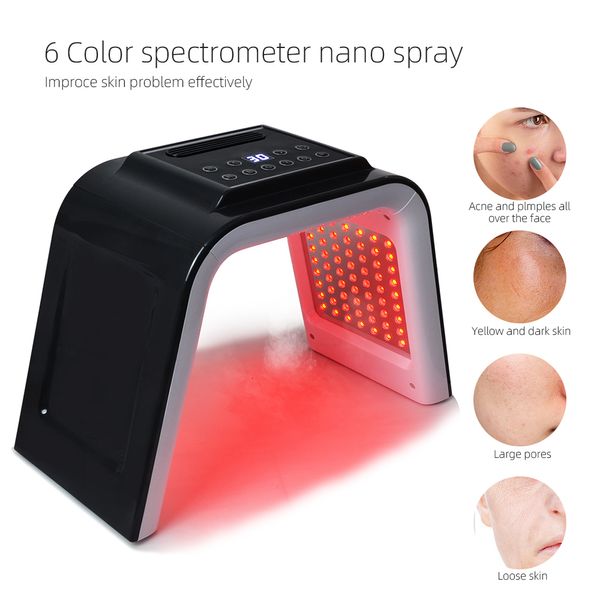 Ferramentas de limpeza Acessórios 6 cores LED Potherapy Máscara PDT Espectrômetro Tratamento Lâmpada Pele Hidratante Spray Acne Remoção Vermelho Azul Beleza 230915