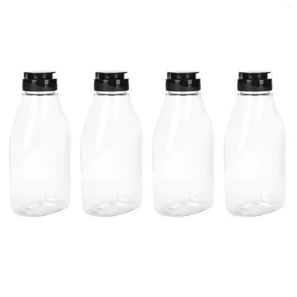 Conjuntos de louça 4 pcs garrafa de mel plástico garrafas tampas reutilizáveis squeeze spray mel dispensador cozinha salada o molho de pet prático ketchup