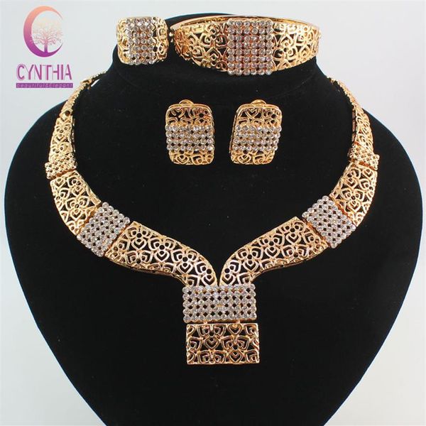 Novo nobre dubai design moda fantasia colar de cristal encontrar dubai 18k banhado a ouro lindo conjunto de joias brilhantes266e