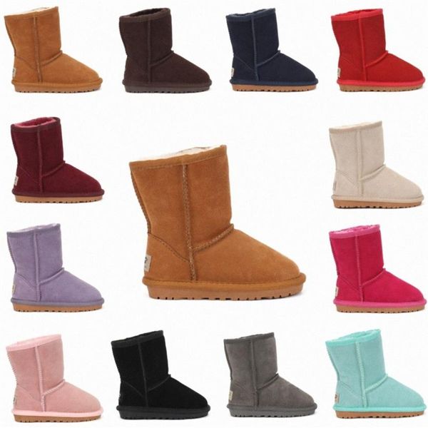 Crianças botas australianas crianças sapatos clássico Austrália bota meninas designer botas de neve preto rosa cinza preto bebê garoto juventude menina 231J