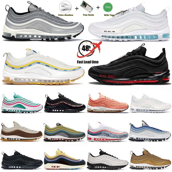 Klassische Trainer 97 Herren Damen MSCHF x INRI Jesus Satan Triple White Blueberry Laufschuhe 97er Outdoor Sneakers Designer Sportschuhe Dhgate Jogging