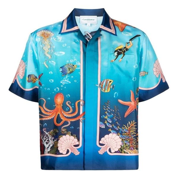 2023SS Casablanca Hawaii-Hemd Herren Designer-Hemden mit Knöpfen Hemden mit Meerestier-Print Casablanc Polos238J