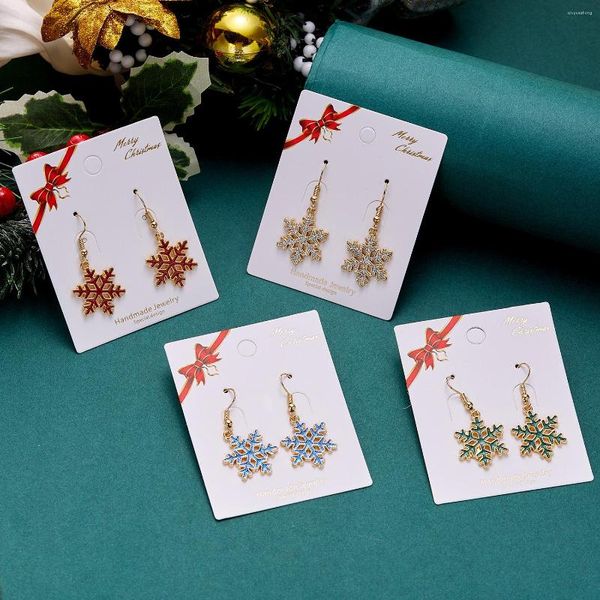 Baumelnde Ohrringe, modisch, glitzernd, Weihnachten, Schneeflocke, Tropfen, für Damen, elegant, mit Schleife, Statement, Jahr, Party-Schmuck