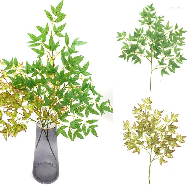 Flores decorativas 1 peça diy plástico artificial folhas de bambu ramos plantas para casa simulação escritório arte jardim suprimentos decorações