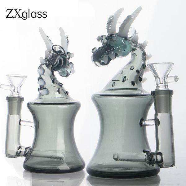 Handgefertigte Dragon Glass Rigs Glasbong Wasserpfeife Rauchöl Rig für Tabak Einzigartiges Design Shisha Wax Dab mit 14 mm Gelenkschale