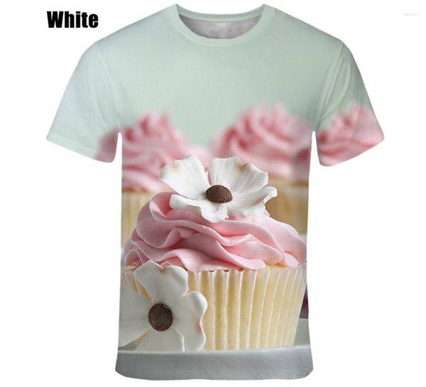 Erkek Tişörtleri 2023 Yaz tarzı renkli fantezi cupcakes Crewneck Tshirt Komik Baskı 3D Gömlek Erkekler/Kadınlar Kısa Kollu