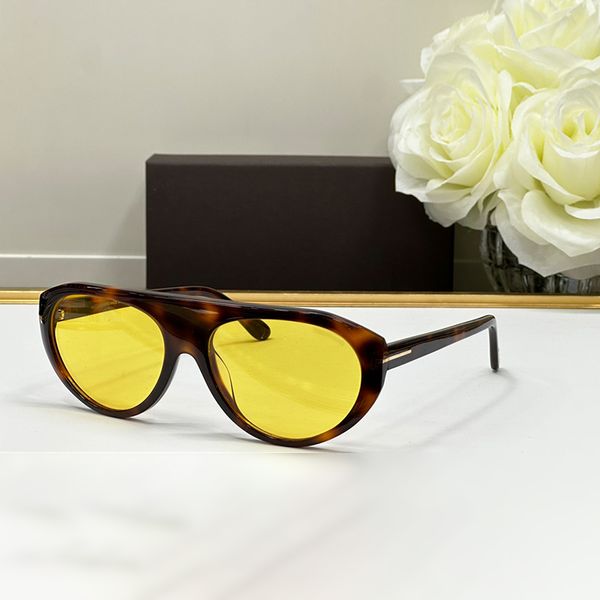 Óculos de sol designers Óculos de sol Tom lente amarelo óculos de luxo de luxo de alta qualidade acetato acetato moderno estilo piloto Óculos de sol Men óculos de sol Designers de mulheres uv400