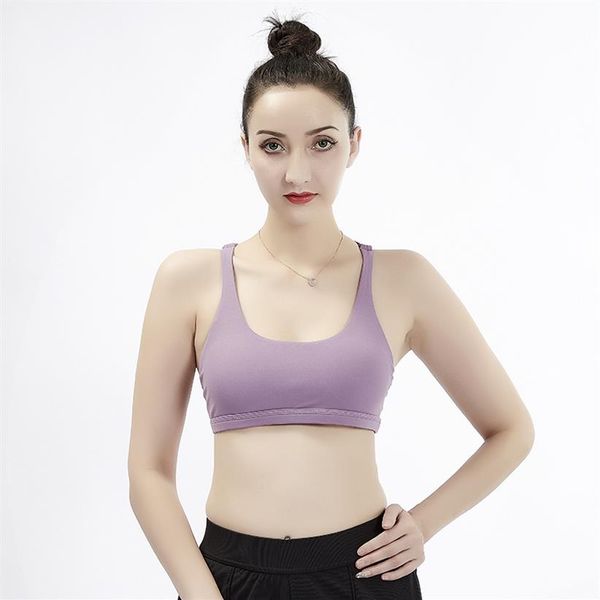 Esportes yoga sutiã sexy beleza volta dupla cruz fita exercício yoga ginásio colete push up fitness topos shakeproof alça ajustável bra227h