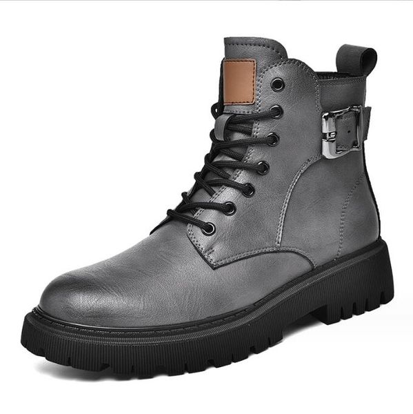 Sapatos de couro masculinos de luxo, sapatos de marca de couro genuíno, sapatos casuais italianos, botas pretas com cadarço, tornozelo de trabalho para meninos, sapatos de festa