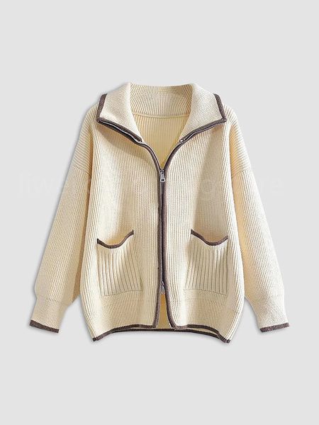 Tendências da moda outono 2023 personalizadas Weekend Loaf Zip Collared Cardigan roupas do dia a dia