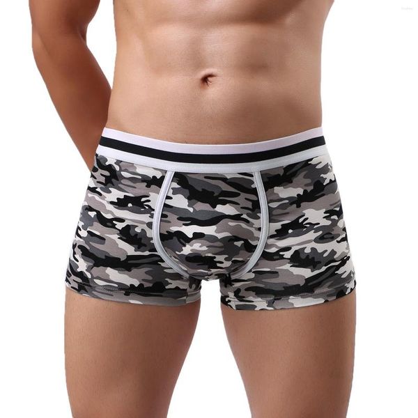 Cuecas moda camuflagem boxershorts respirável roupa interior masculina 3d u bolsa shorts de algodão boxers briefs masculino calças boxer