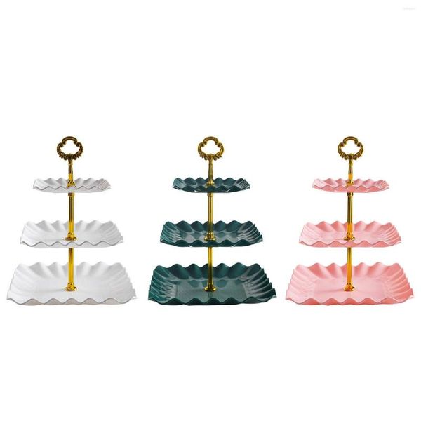 Teller-Cupcake-Ständer, 3-stöckiger Plätzchenturm aus Kunststoff für Geburtstags- und Hochzeitsfeiern