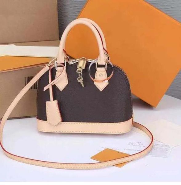 Alma bb shell saco de luxo designer sacos bolsa mensageiro bolsa de ombro mulheres moda satchel couro pacote presbiópico atacado marrom flores velhas