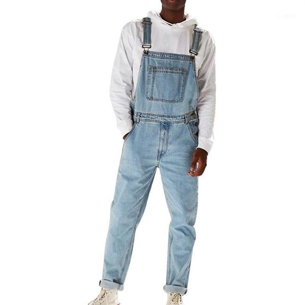 Macacão babador para homem calças suspender jeans macacões high street angustiado 2020 outono moda denim masculino plus size S-239n