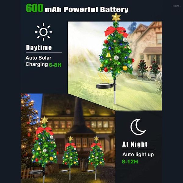 Decorações de Natal 2 PCS LED Árvore Paisagem Luz com Estrela Solar Estaca IP65 À Prova D 'Água Caminho Xmas para Decoração de Quintal